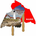 Maine State Fast Fan w/ Wooden Handle & 2 Sides Imprinted (1 Day)